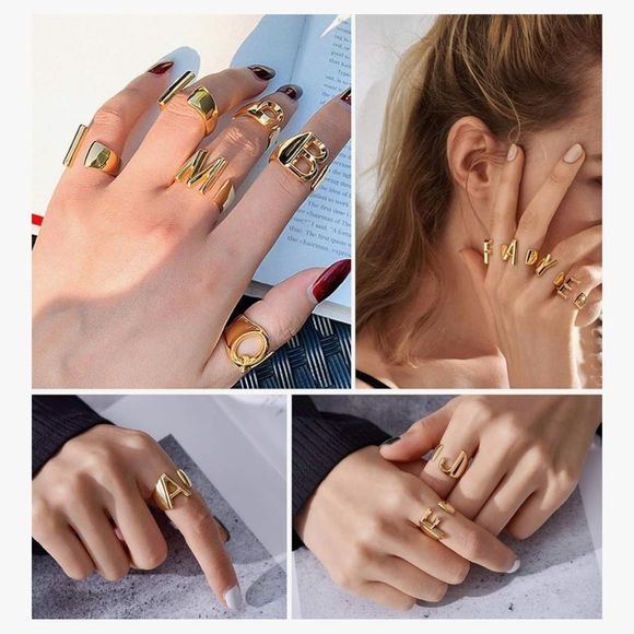 Accessories - Initials Gold Adjustable Open Ring